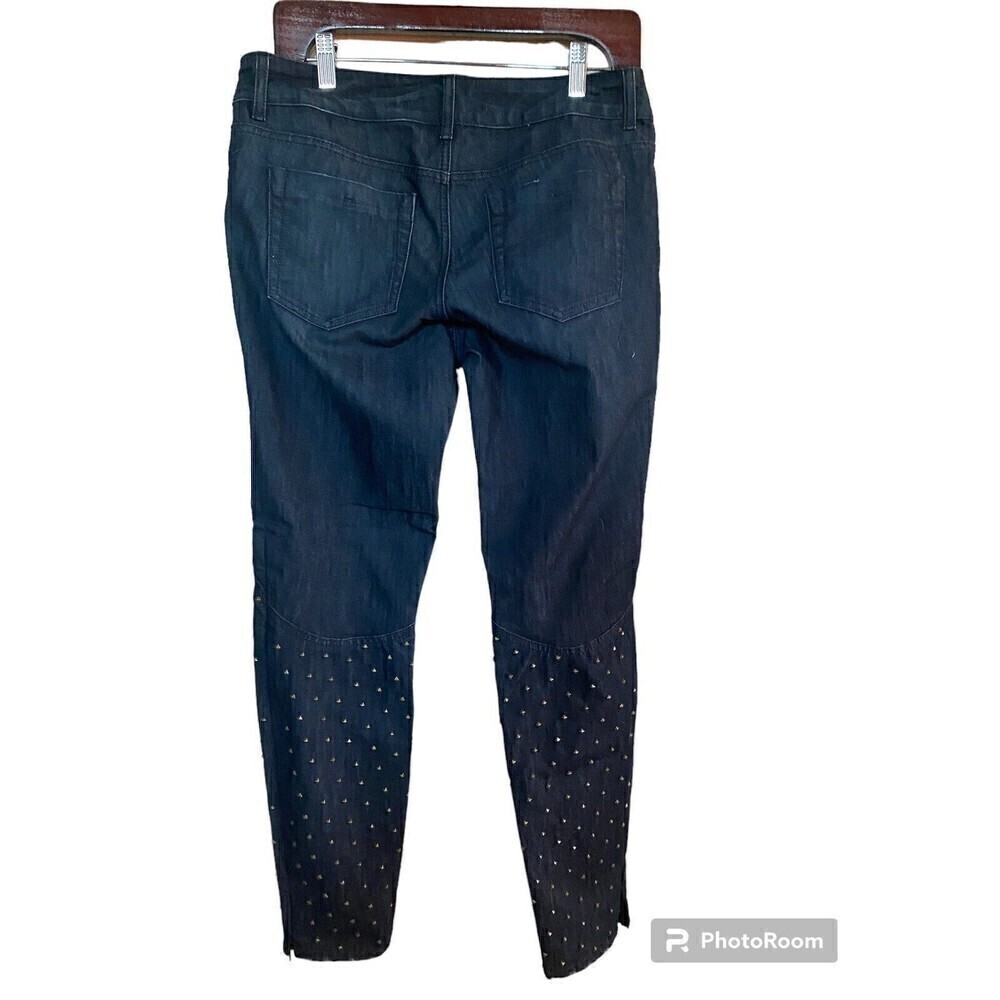 bebe Navy Skinny Jeans with Studded Lower Legs - Picture 2 of 3